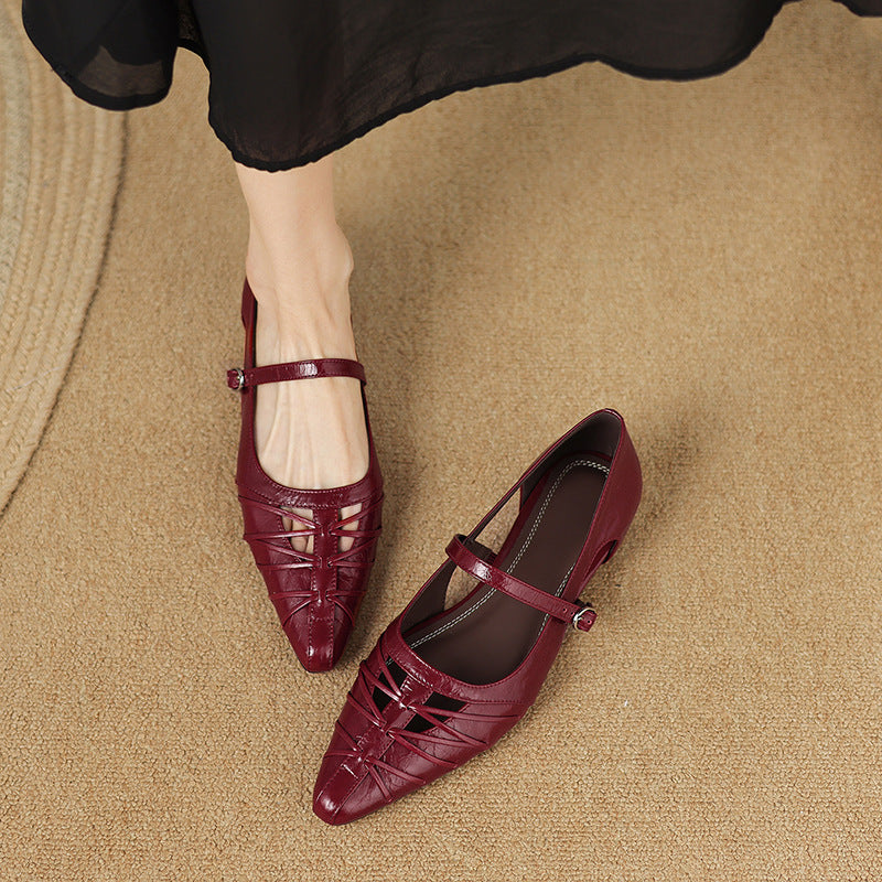 Lucia - Pointed Lattice-Cut Mary Jane Flat