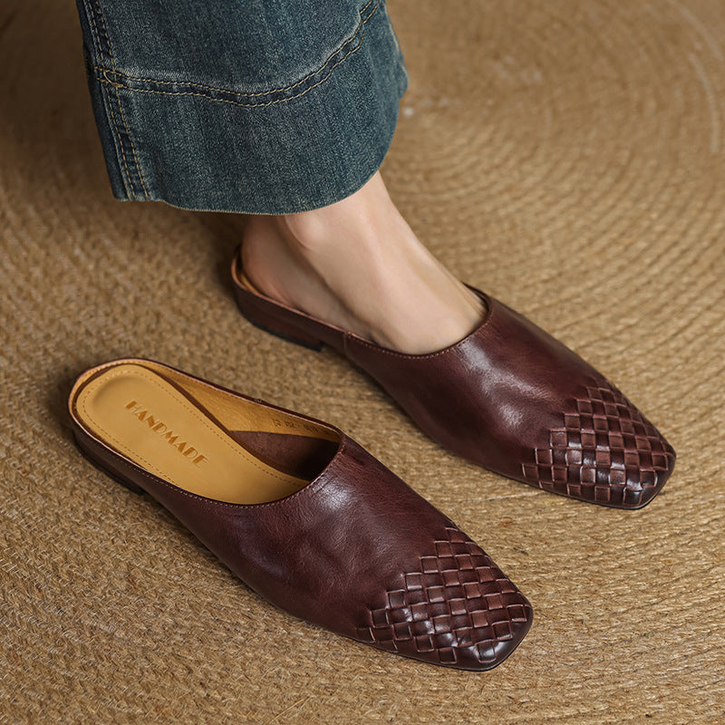 Mindy - Genuine Leather Square-Toe Sandals