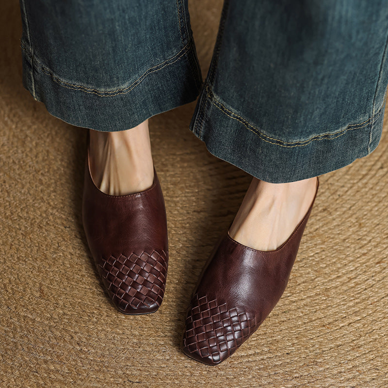 Mindy - Genuine Leather Square-Toe Sandals