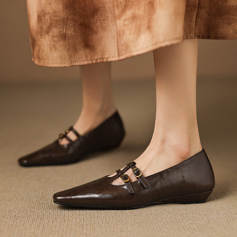Rayne - Brogued Double-Strap Mary Jane Flat