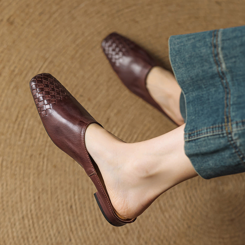 Mindy - Genuine Leather Square-Toe Sandals