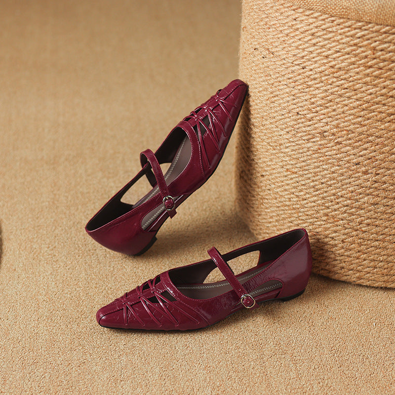 Lucia - Pointed Lattice-Cut Mary Jane Flat