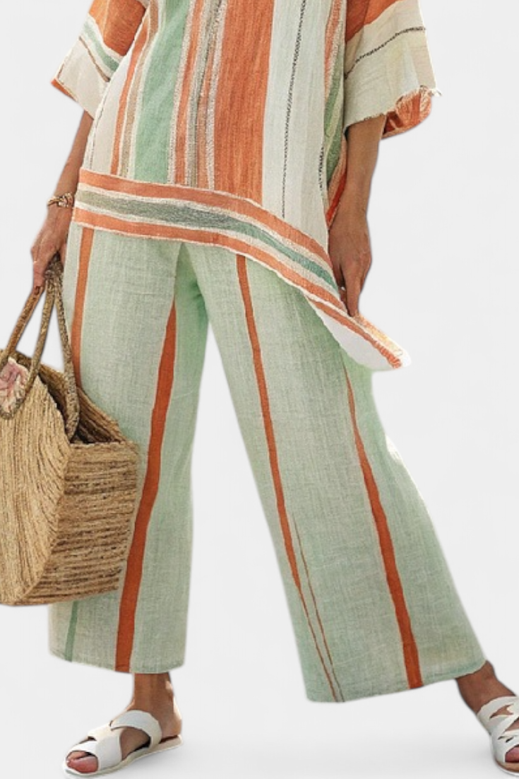 Beth – Elegant Asymmetric Top and Wide-Leg Pants