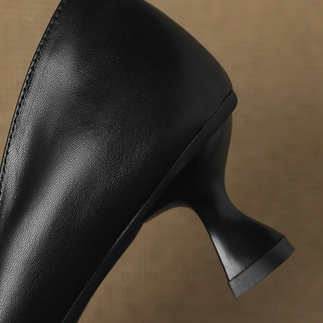 Carla - Leather Kitten Heels