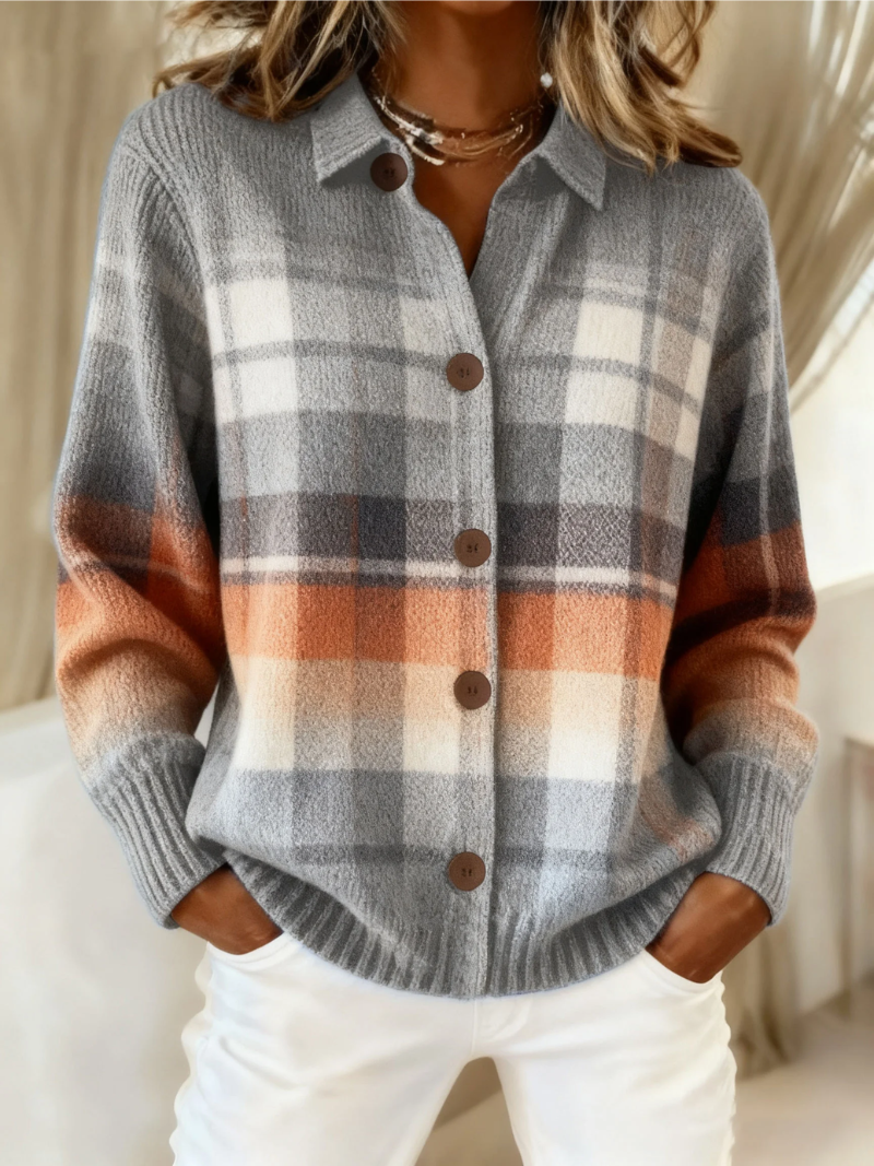 Airra – Soft Checkered Knit Blouse