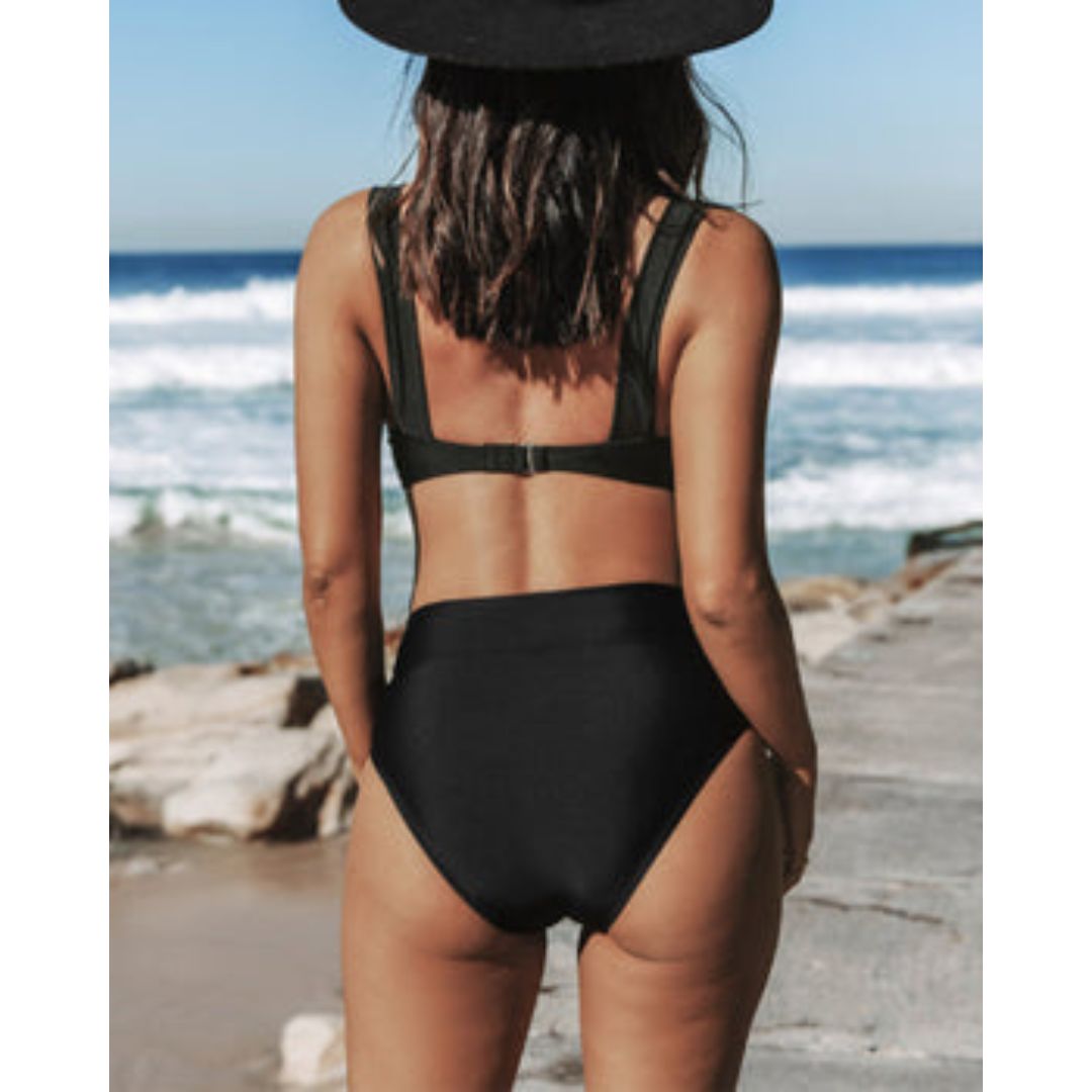 Lala - Solid High-Waisted Swimsuit