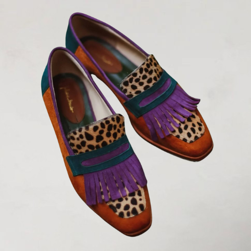 Izza – Trendy Loafers with Colourblock Fringes
