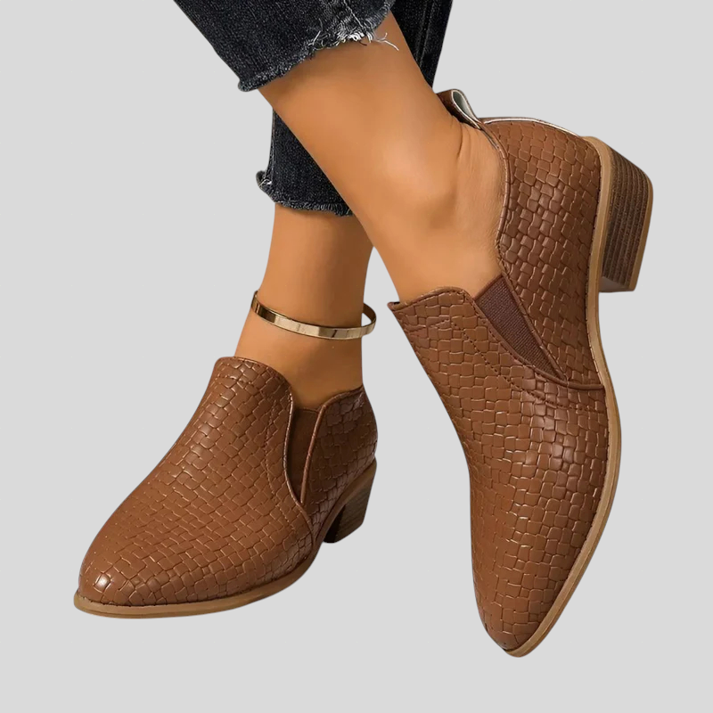 Aaliyah - Braided Ankle Boots with Block Heel