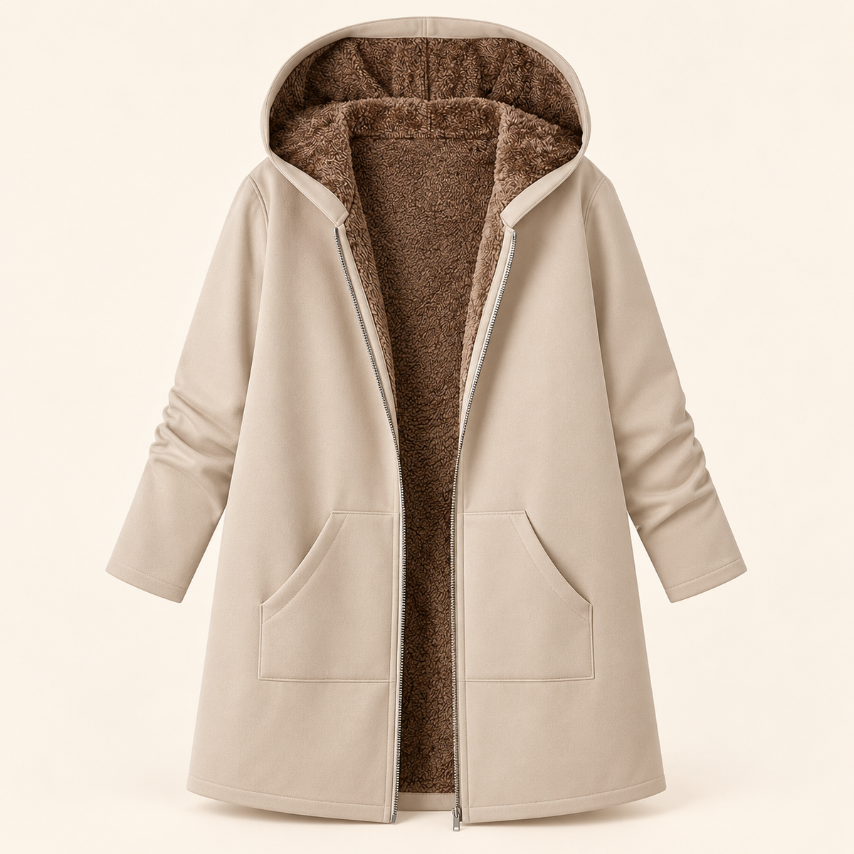 Lyra – Cozy Sherpa-Lined Hooded Coat