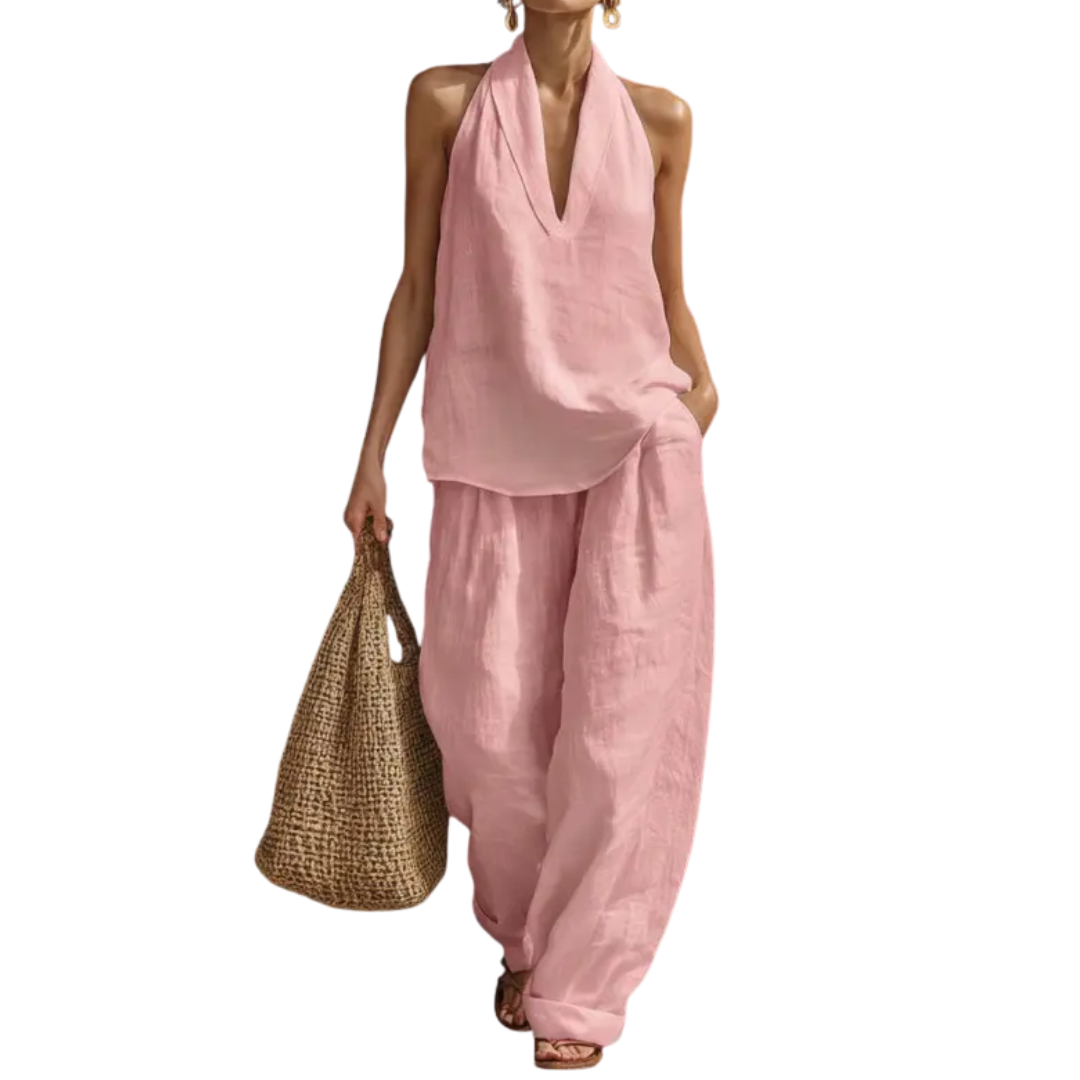 Kaila – Breezy Halter Wide-Leg Two Piece Set