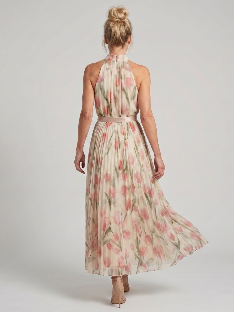 Reiley - Halter Neck Floral Midi Dress