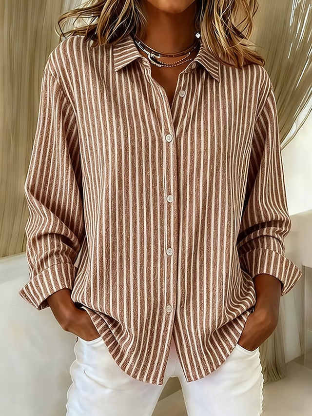 Carissa – Lightweight Striped Button-Up Shirt