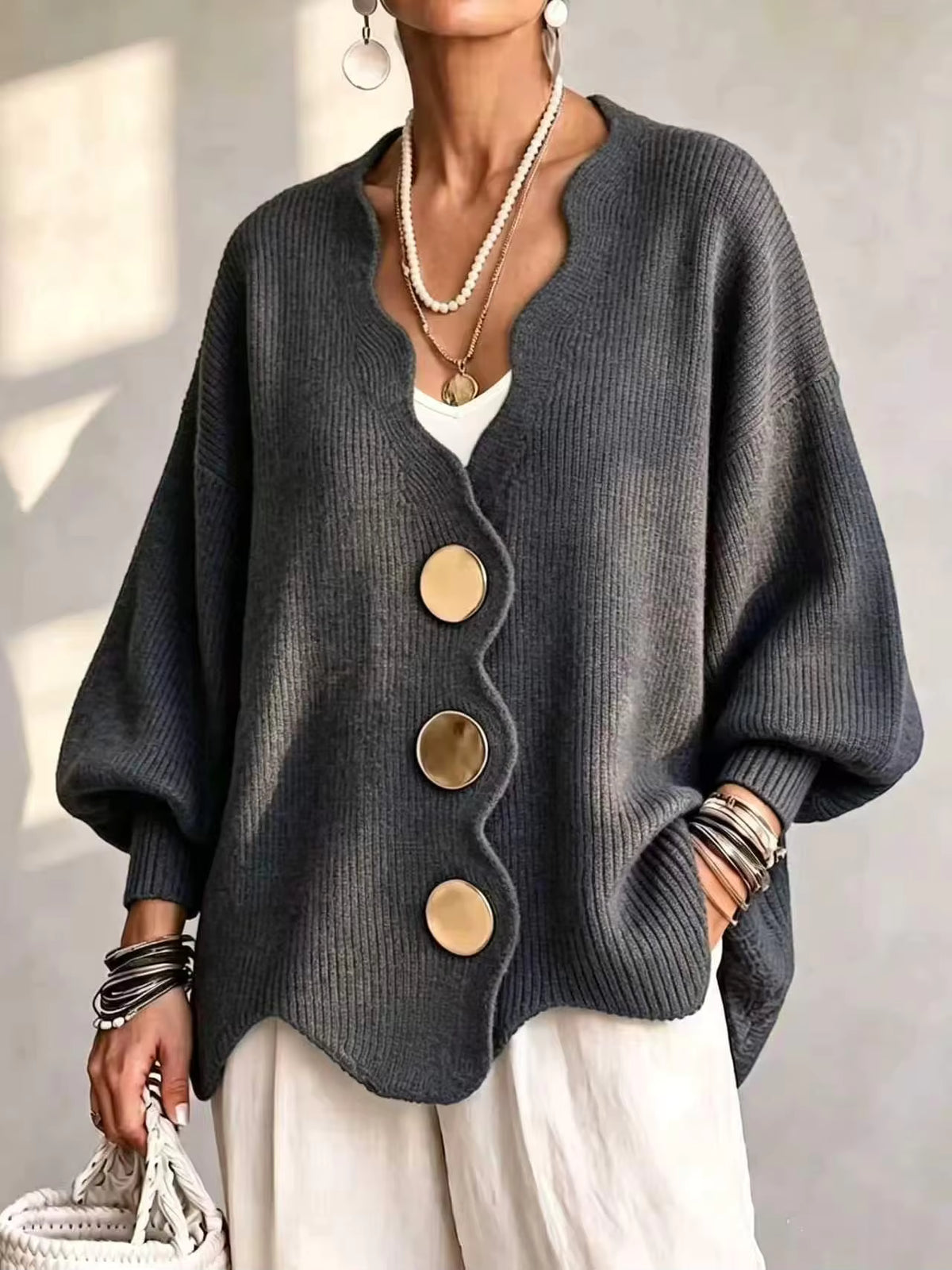 Madison - Loose Button Knit Cardigan