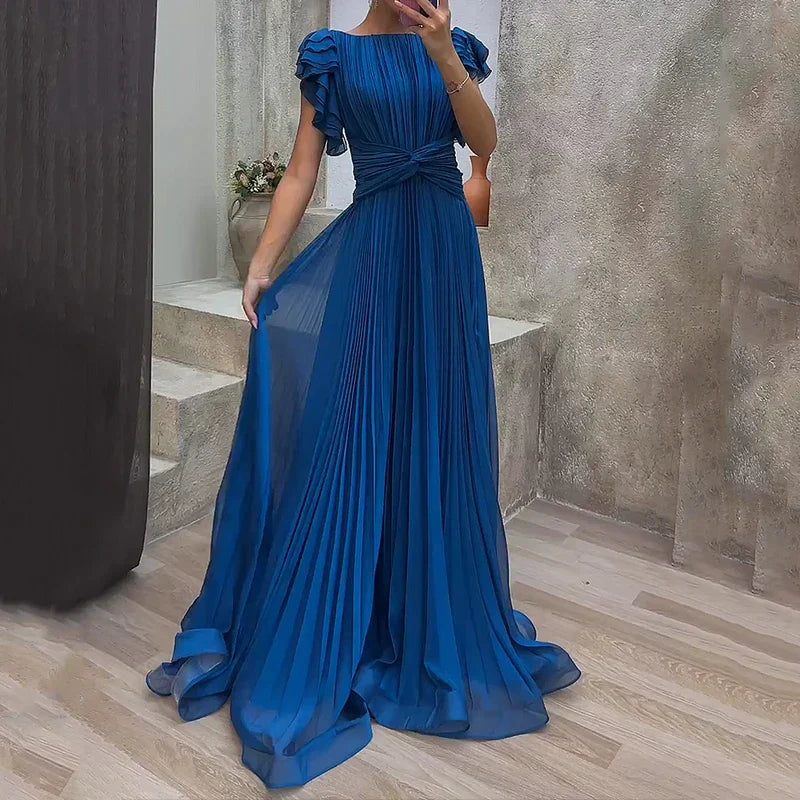 Rosy - Pleated Evening Gown