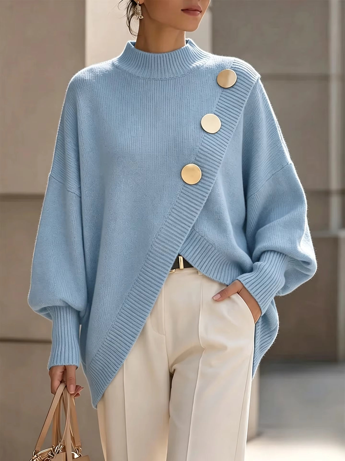 Amelia - Button Detail Knit Sweater