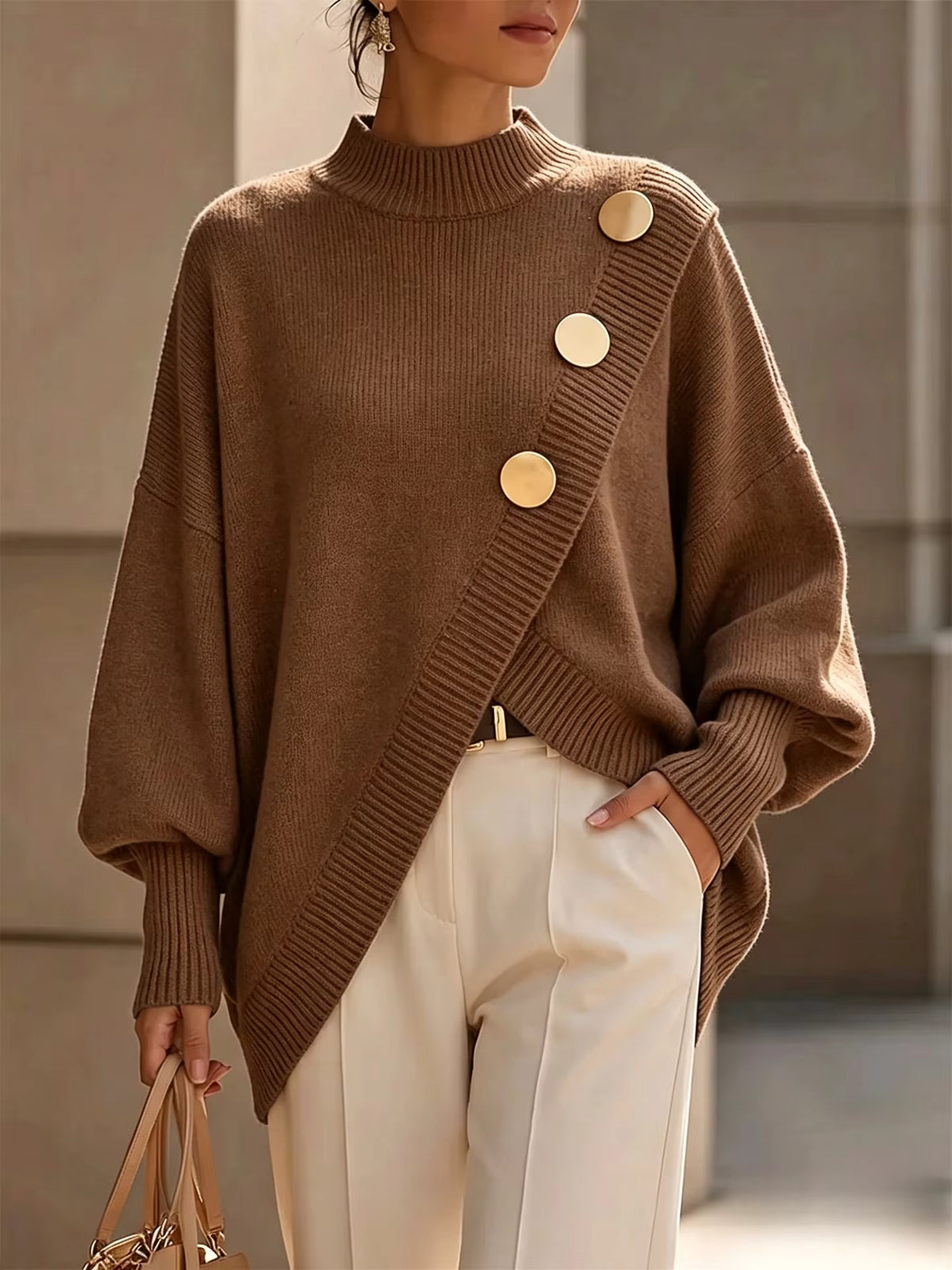 Amelia - Button Detail Knit Sweater
