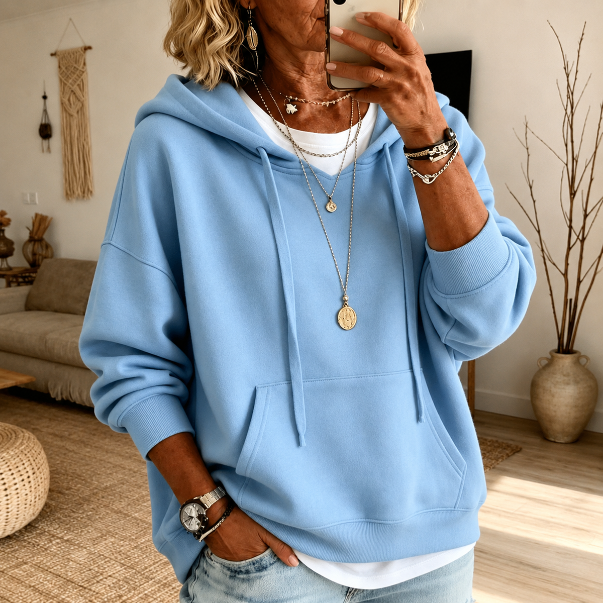 Lilith - Sky Blue Oversized Hooded Sweater