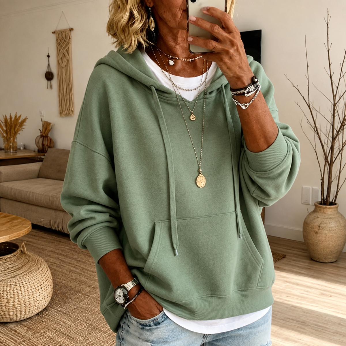Harley - Sage Green Oversized Hooded Sweater