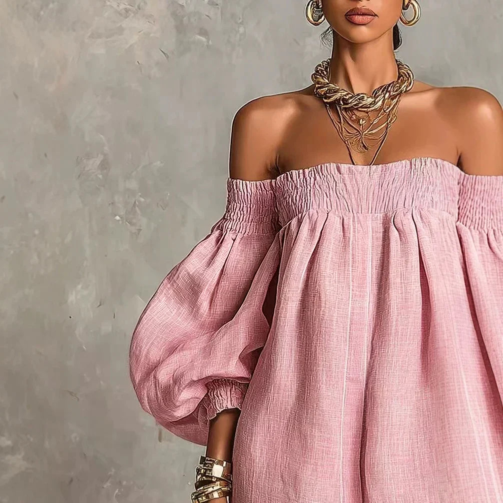 Olivia - Pastel Pink Bohemian Mini Dress