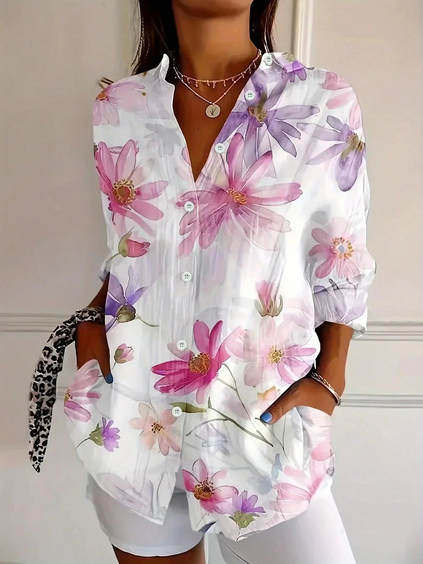 Asiah – Colorful Pattern Blouse with All-Day Comfort