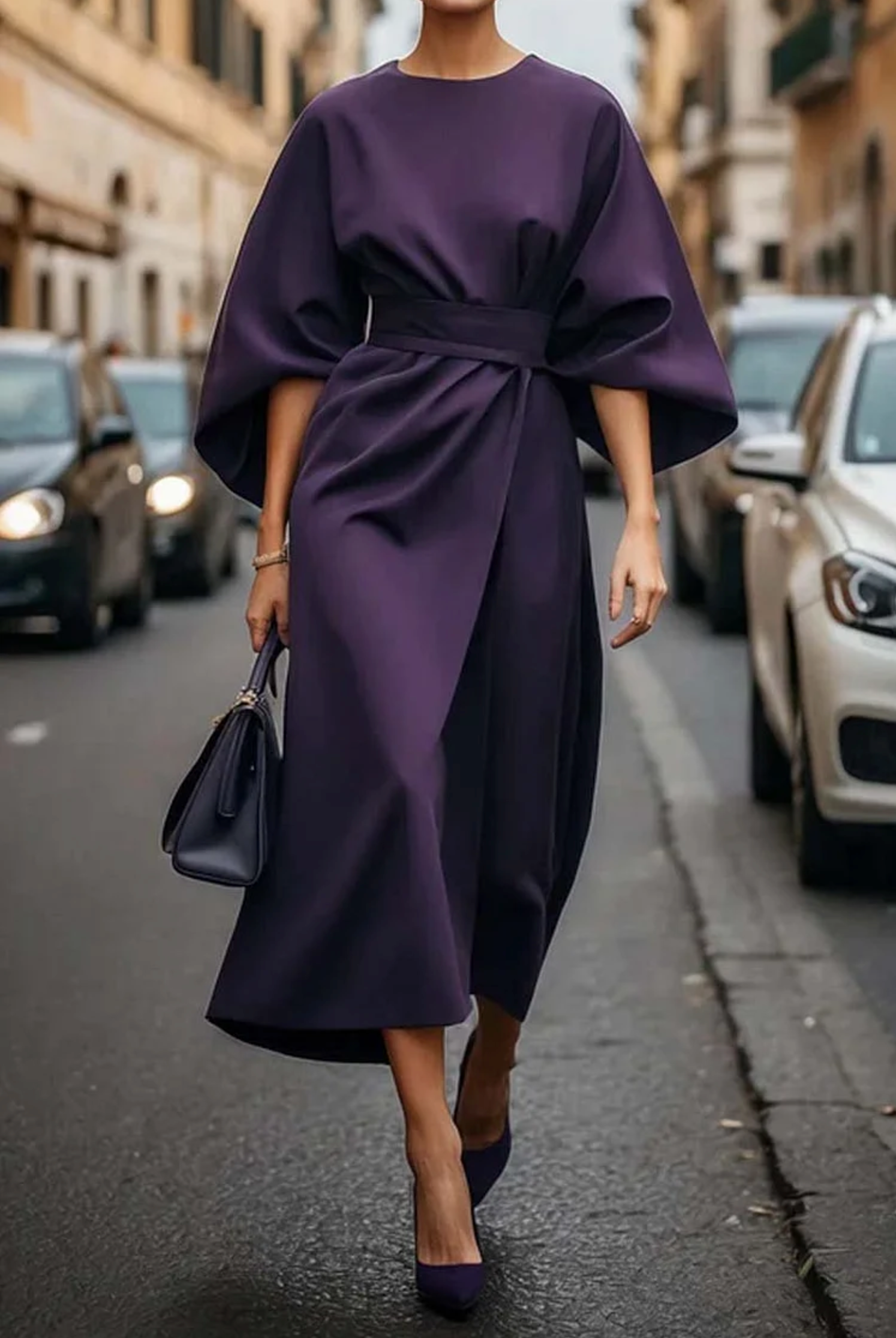 Aya - Elegant Lantern Sleeve Dress