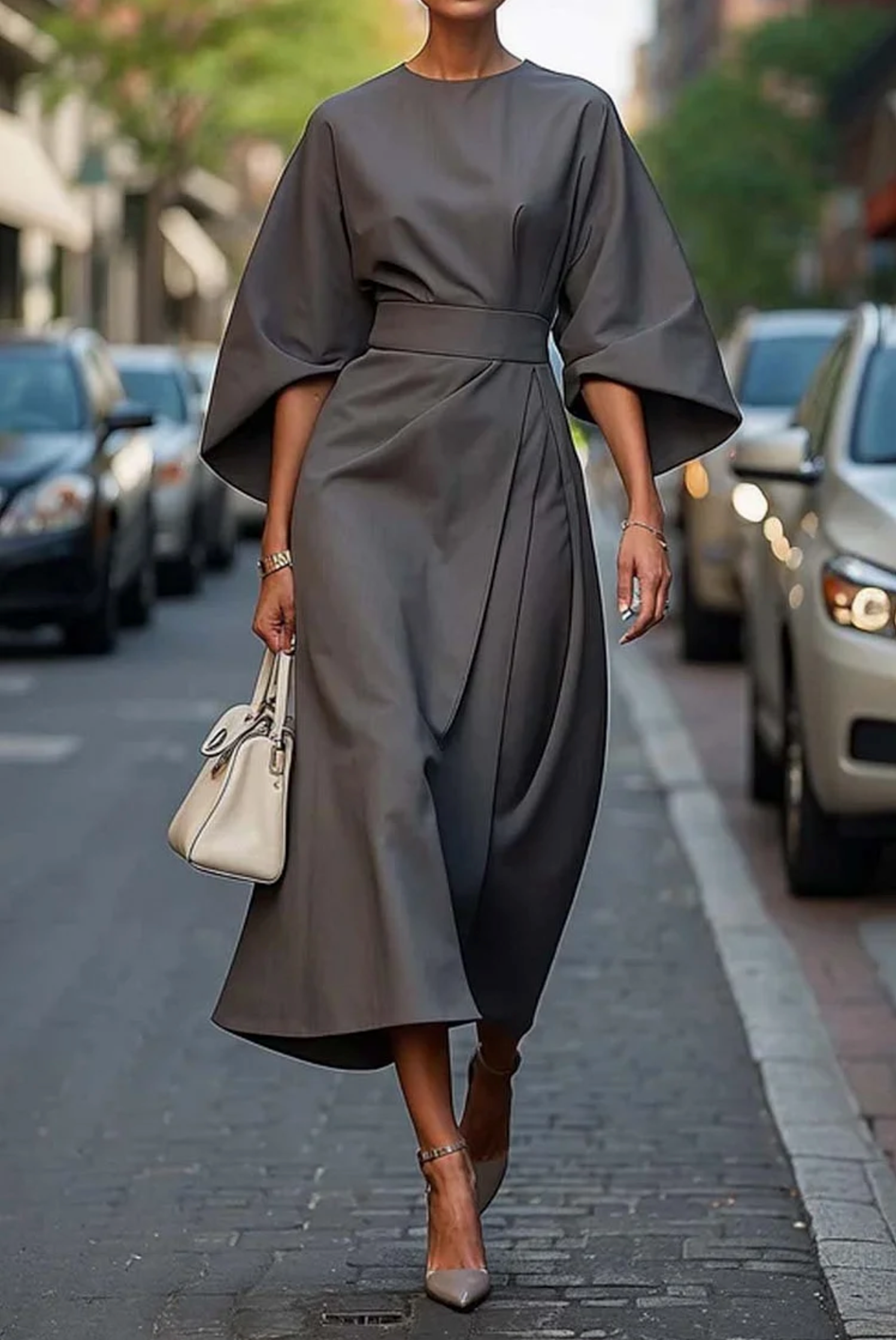 Aya - Elegant Lantern Sleeve Dress