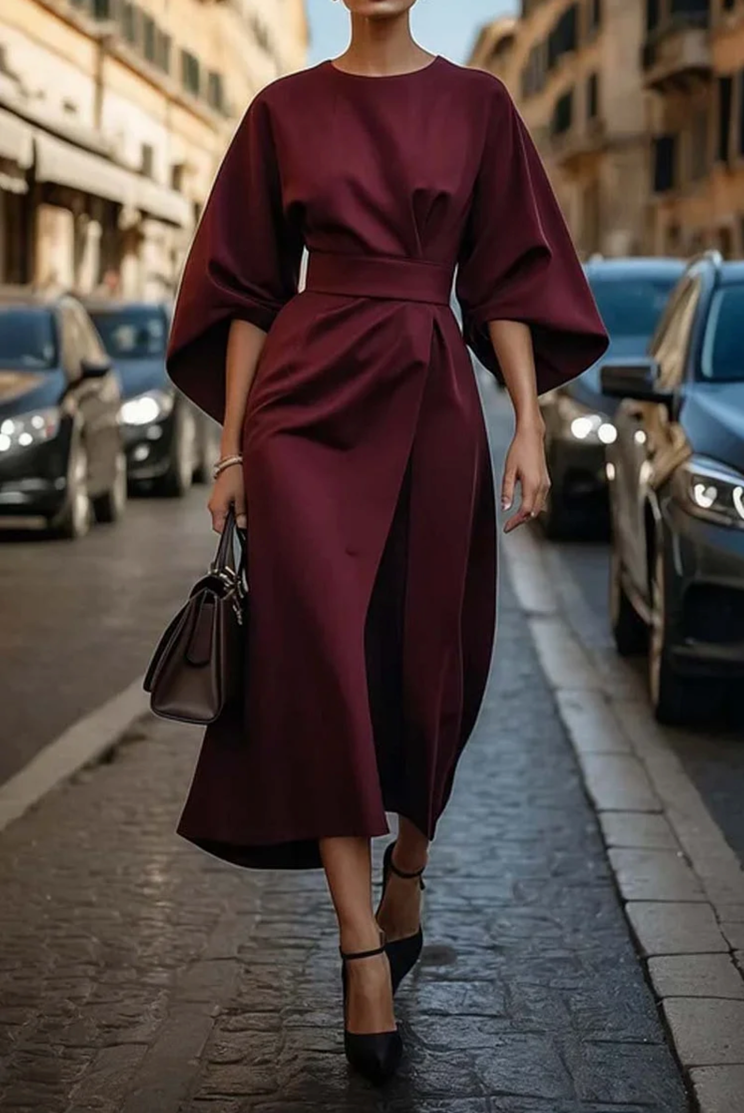 Aya - Elegant Lantern Sleeve Dress