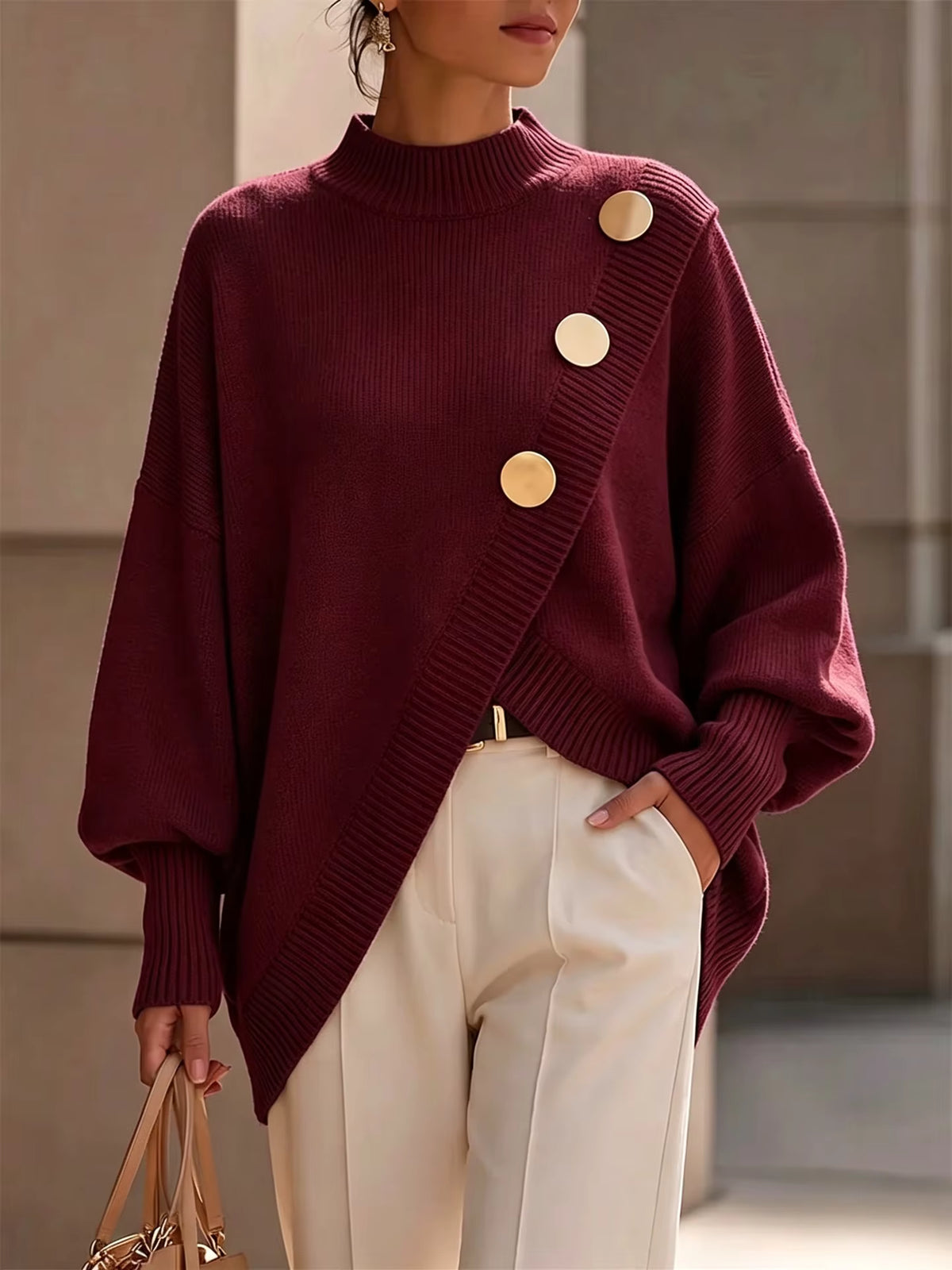 Amelia - Button Detail Knit Sweater