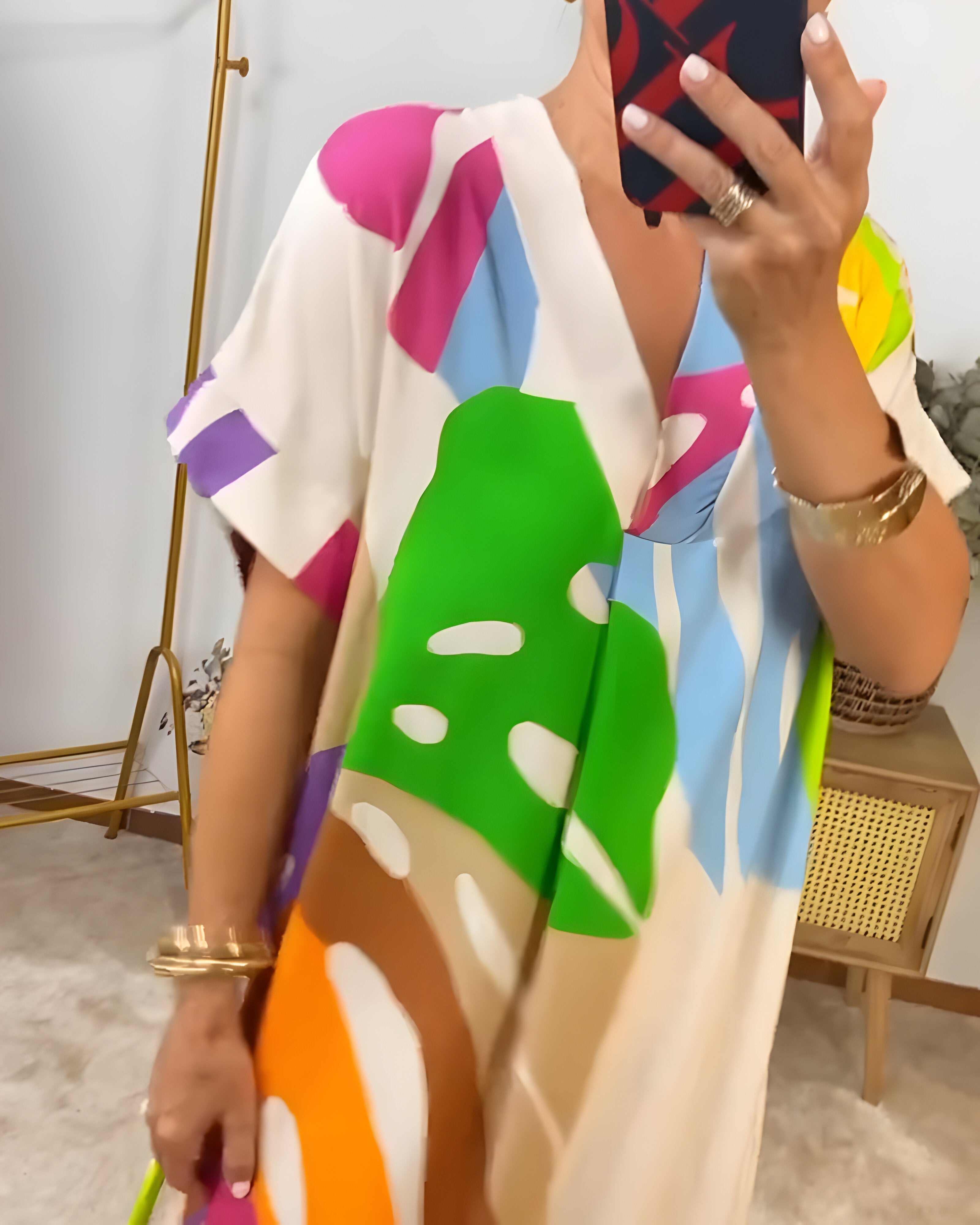 Vanessa – Casual Colorful Leaf Print Dress