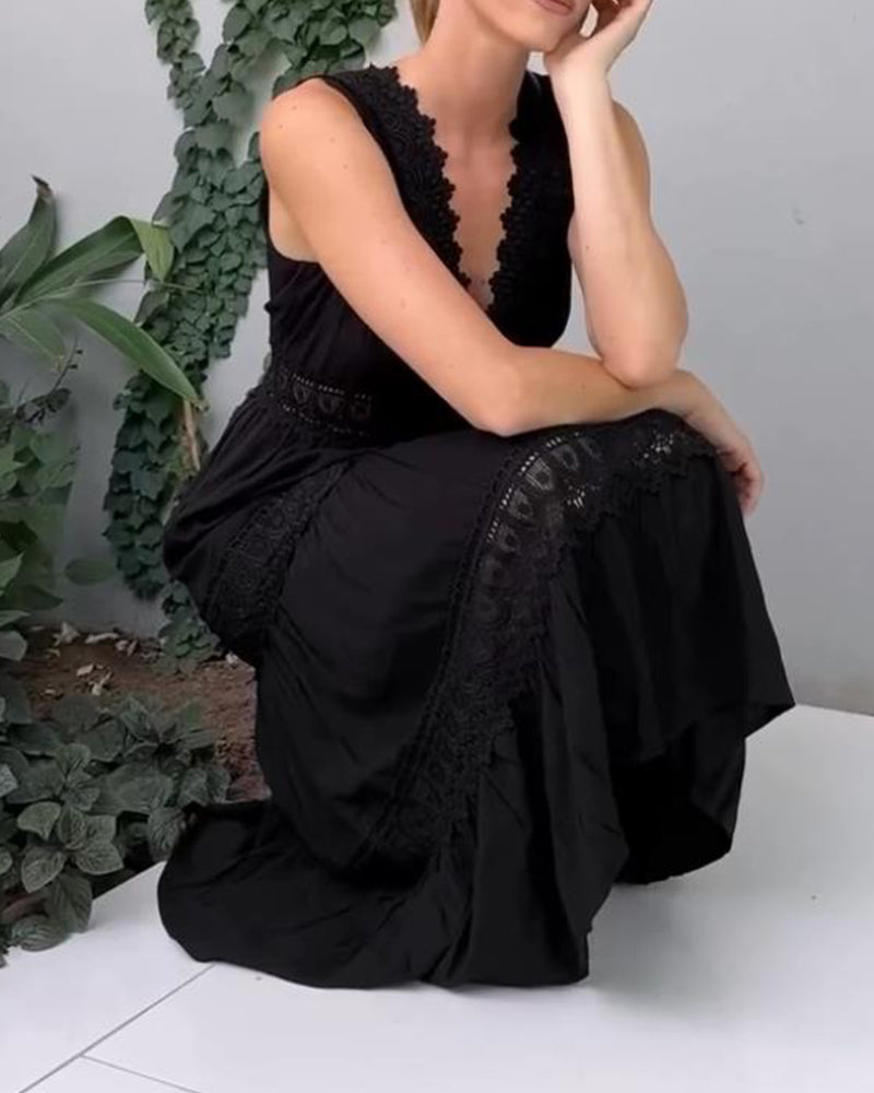 Karylle – Handcrafted Lace Dress with V-Neckline