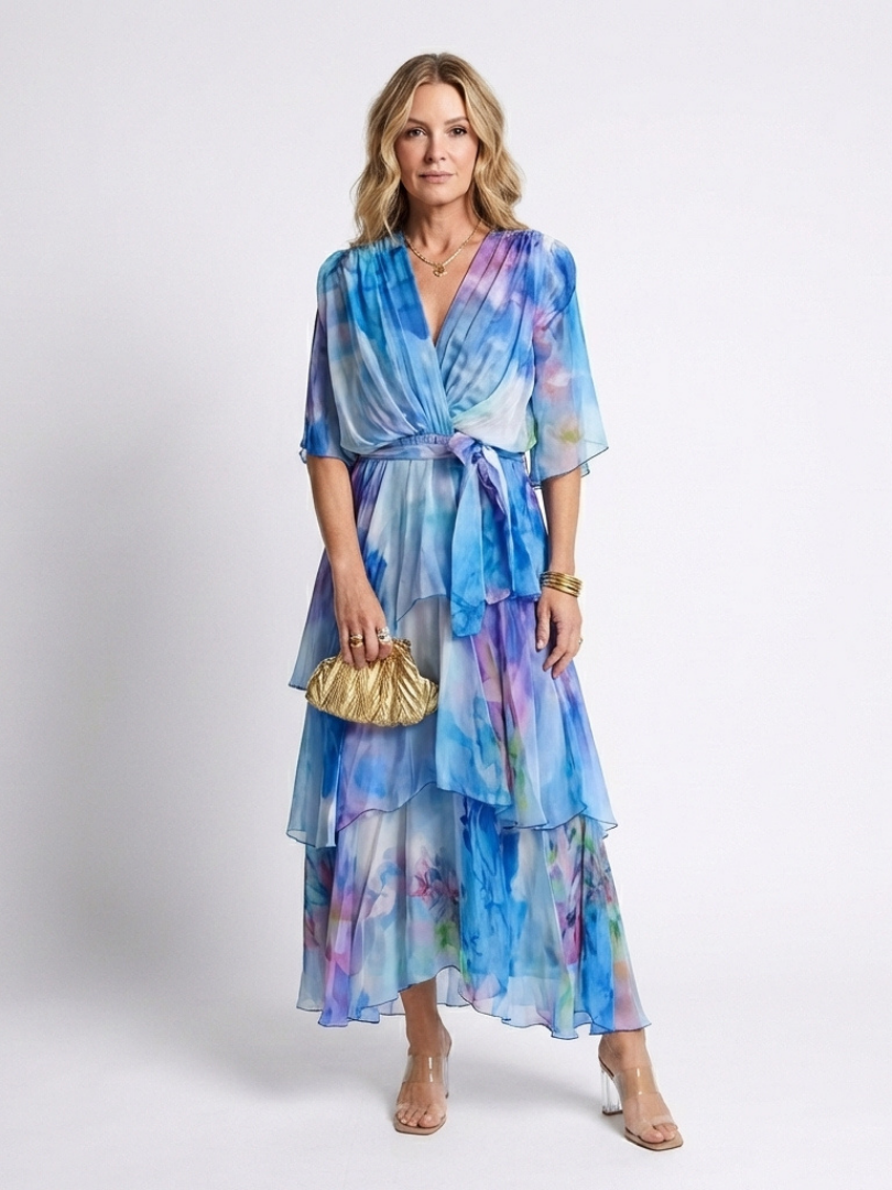 Carla - Sheer Layered V-Neck Maxi Dress