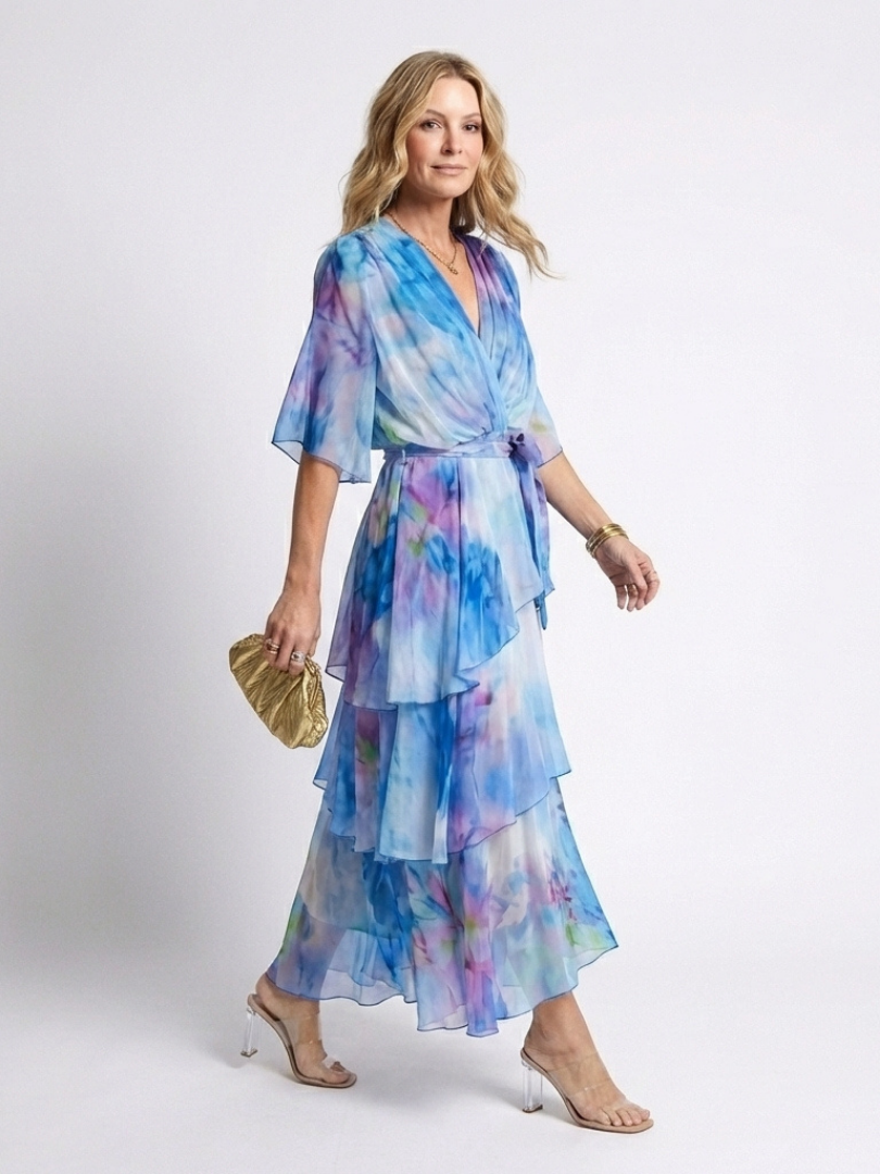 Carla - Sheer Layered V-Neck Maxi Dress