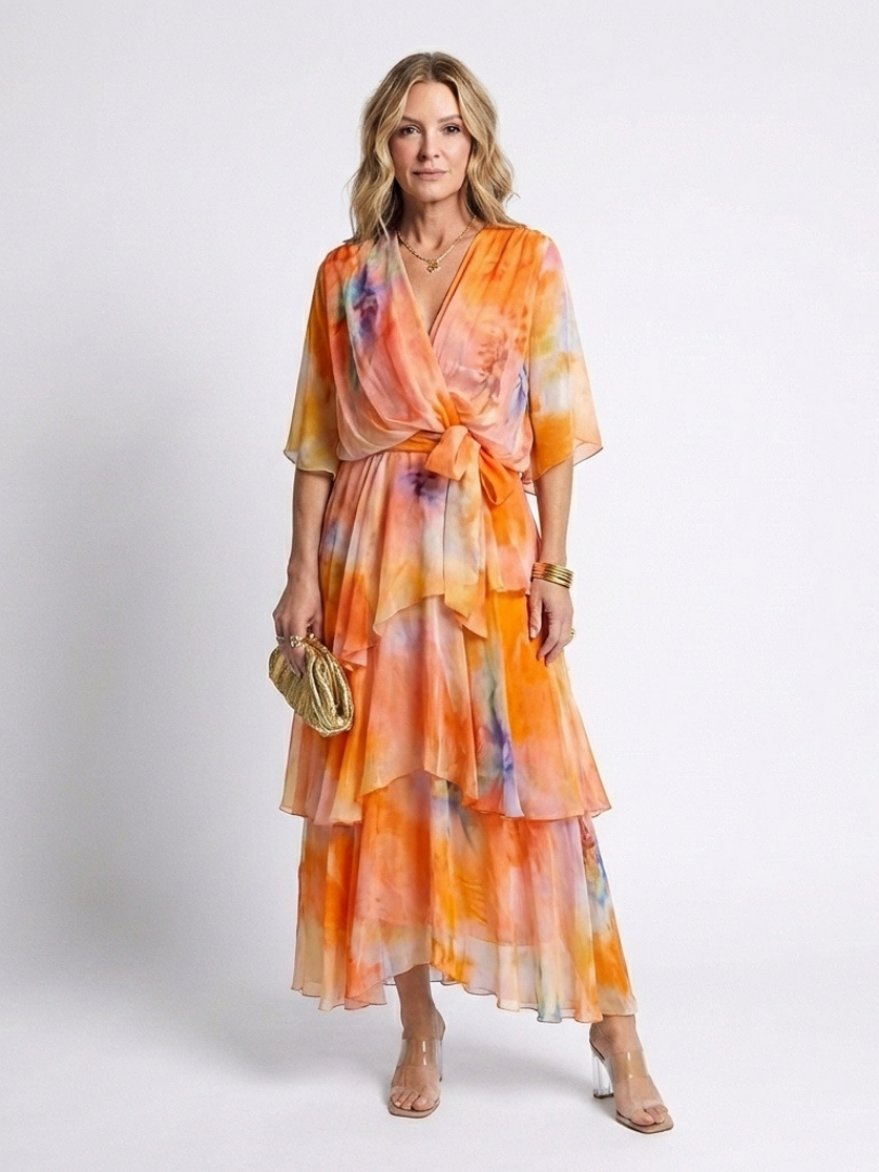 Carla - Sheer Layered V-Neck Maxi Dress