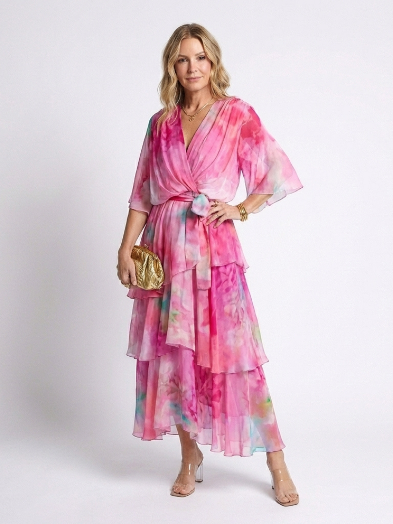 Carla - Sheer Layered V-Neck Maxi Dress