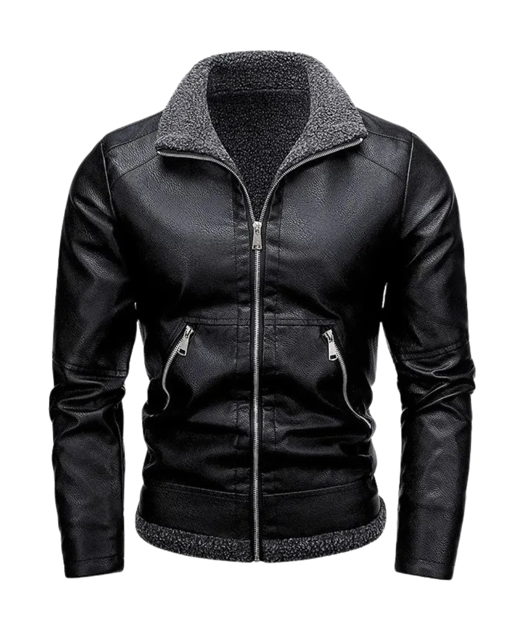 Caleb - Elegant Fleece Leather Jacket