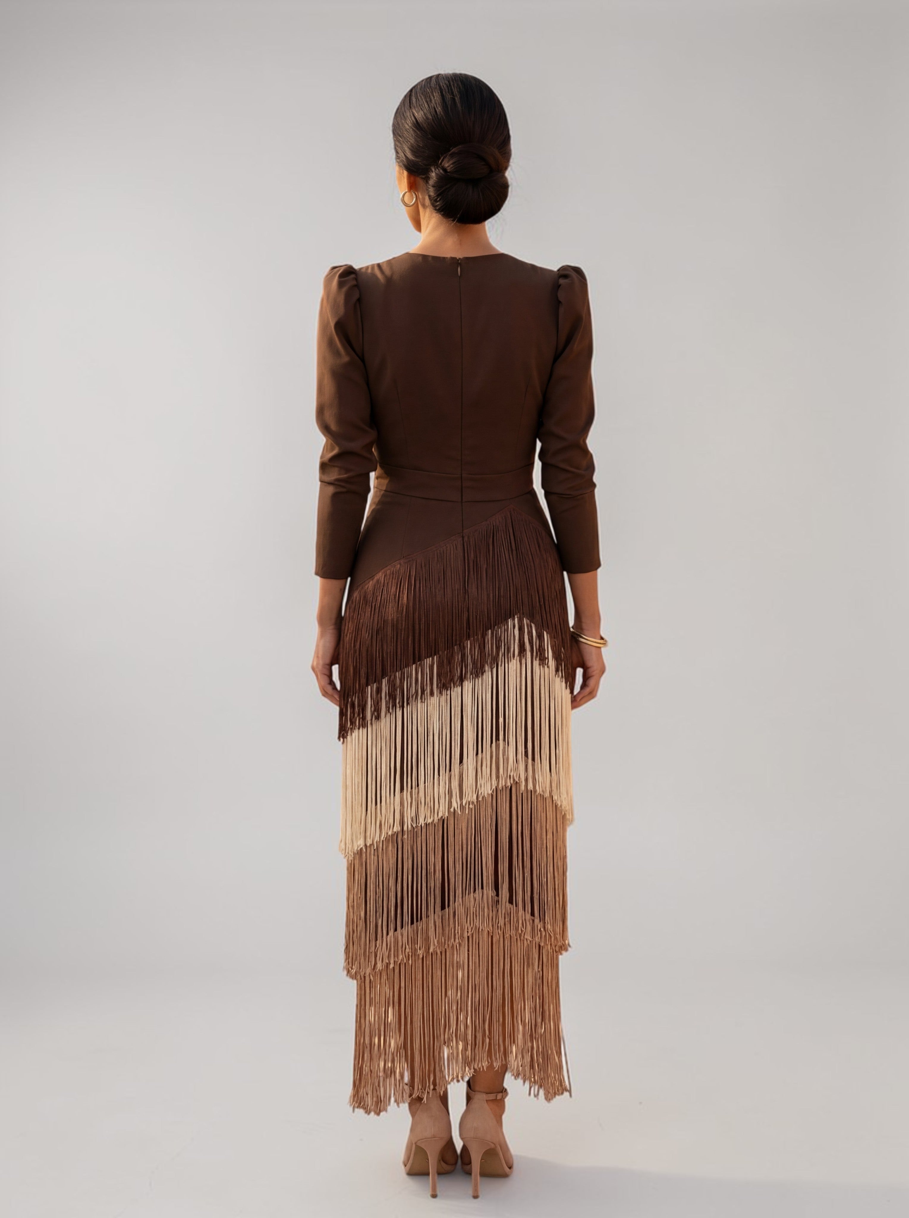 Leah - Elegant Fringe Statement Dress