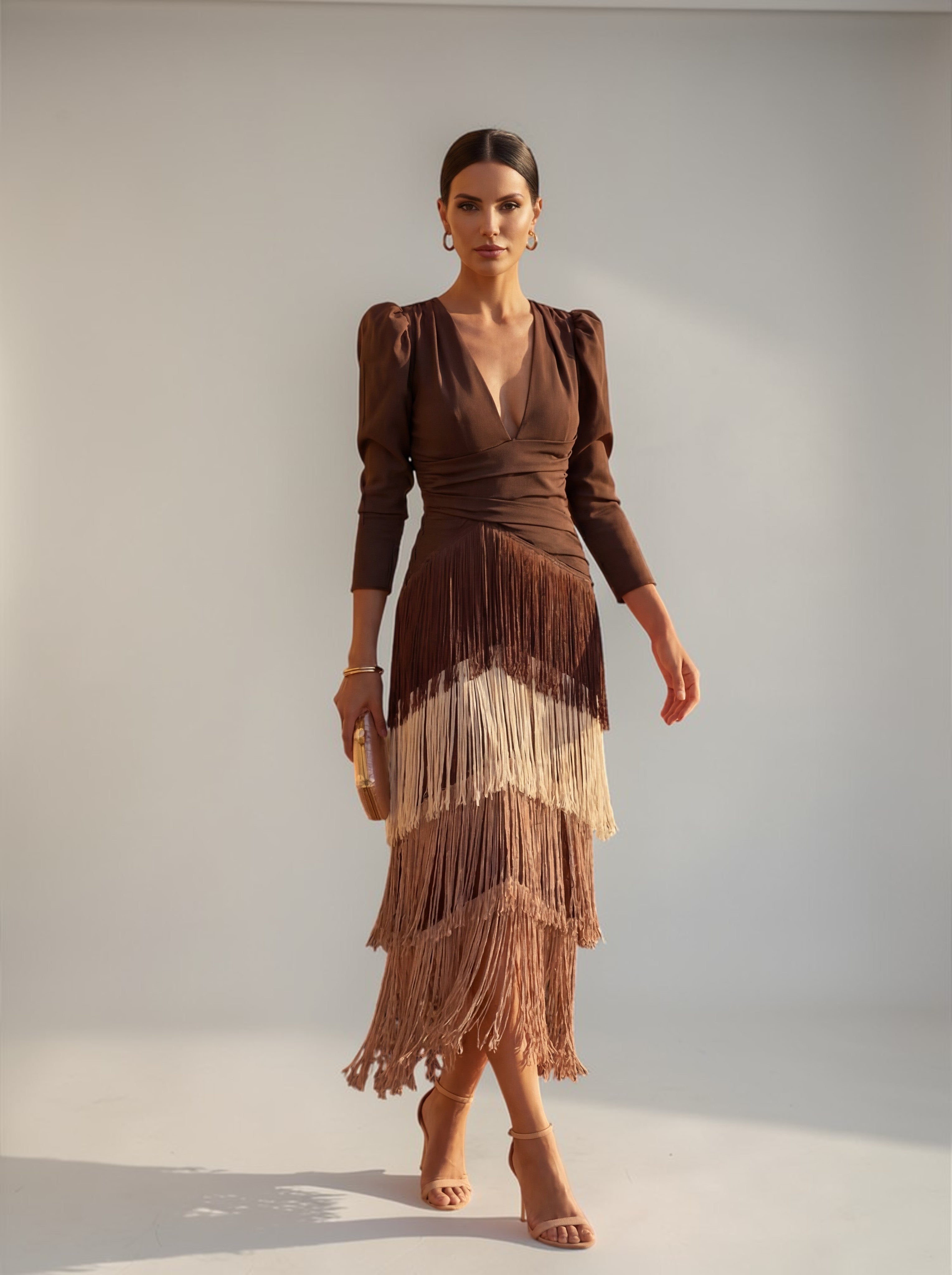 Leah - Elegant Fringe Statement Dress