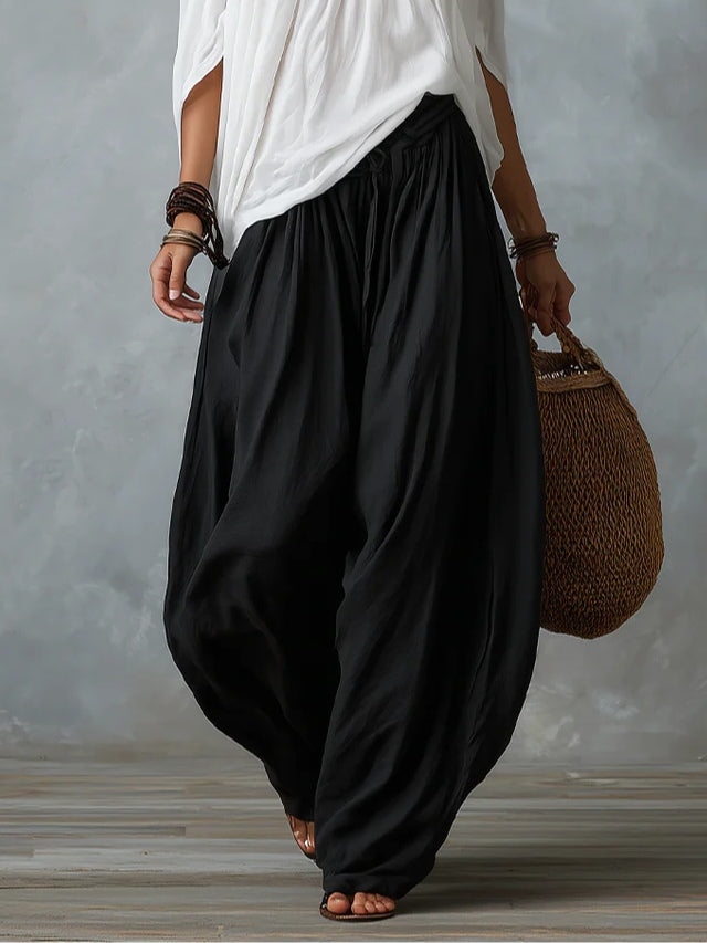 Jela - White Off-Shoulder Top and Loose-Fitting Pants Set