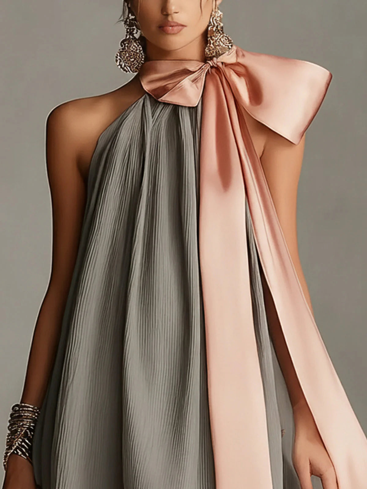 Zyra - Satin Halter Mini Dress