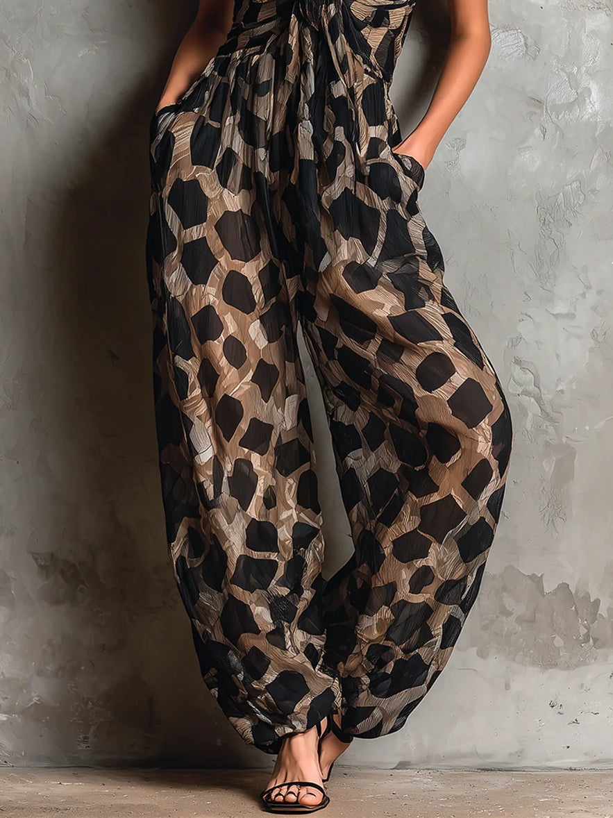Fianne - Animal Print Chiffon Jumpsuit