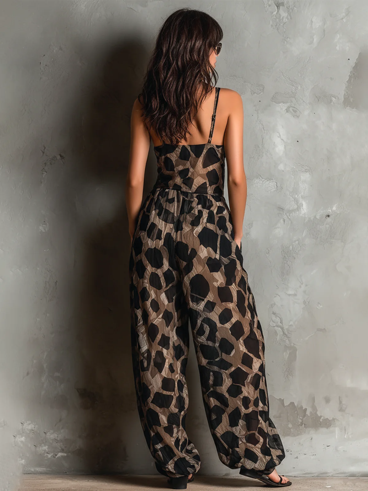 Fianne - Animal Print Chiffon Jumpsuit