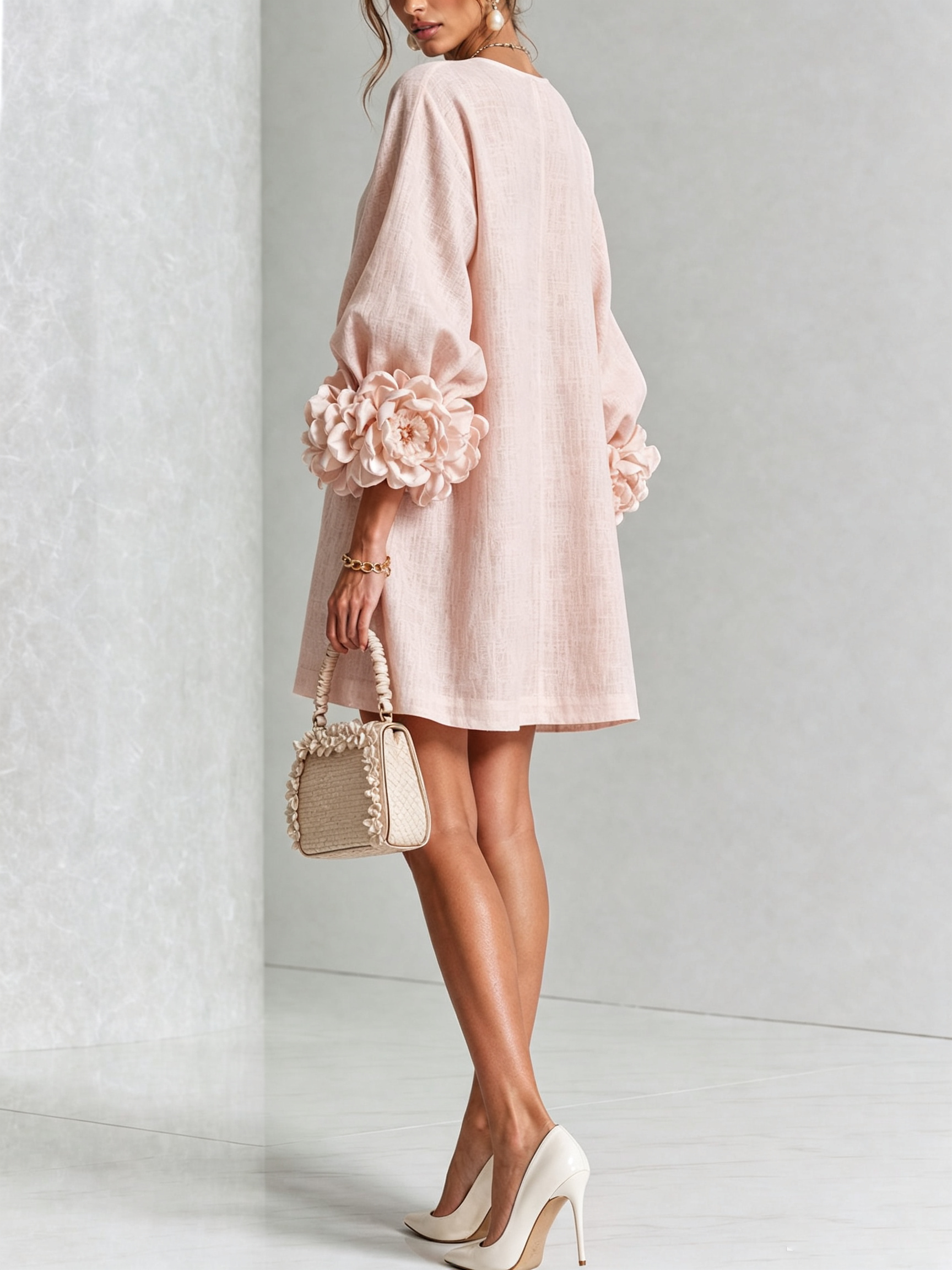Imarie - Floral Cuff Mini Dress