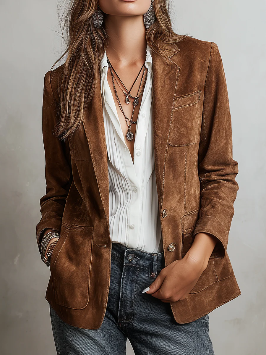 Christine - Women’s Vintage Brown Blazer