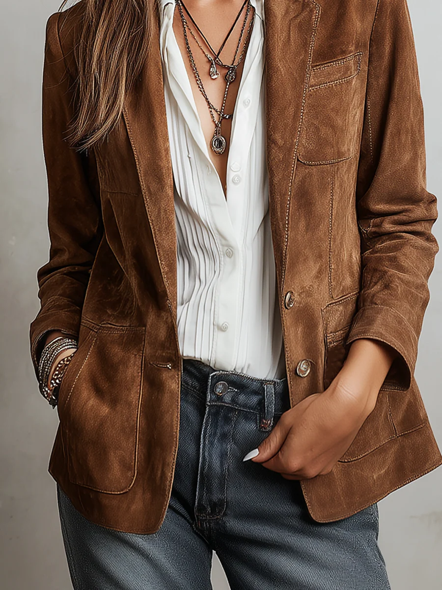 Christine - Women’s Vintage Brown Blazer