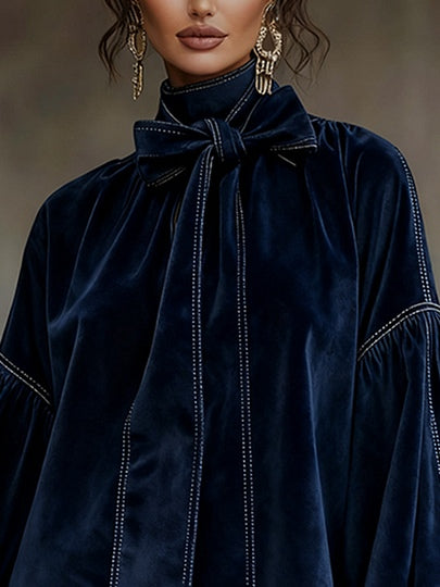 Tannia – Velvet Mini Dress with Bow