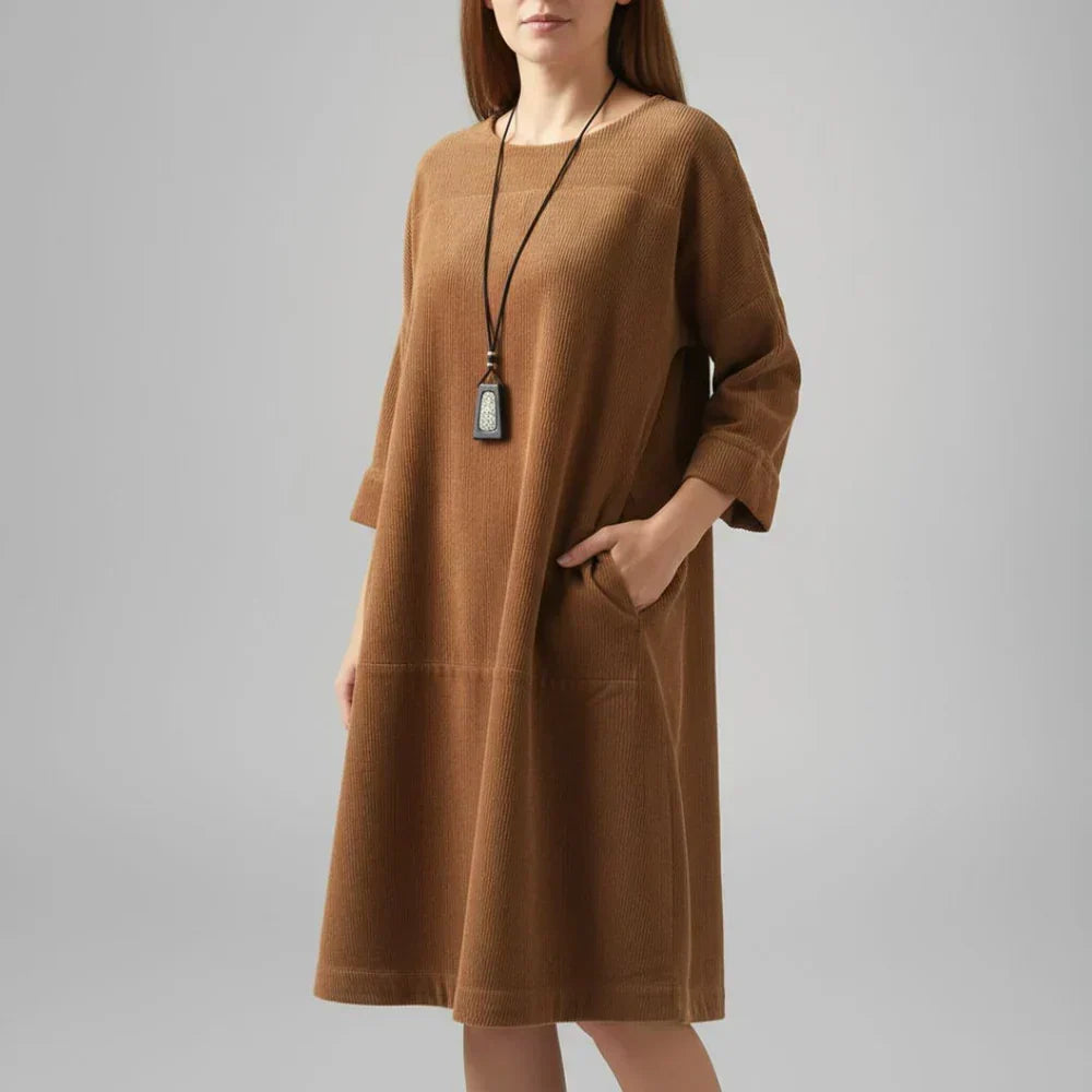Francesca – Relaxed Corduroy Midi Dress