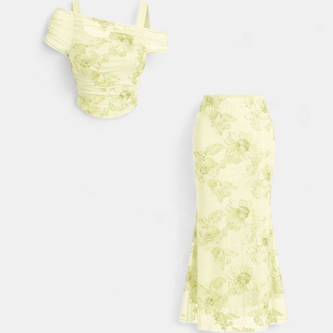 Vivienne – Mesh Embroidered Evening Set