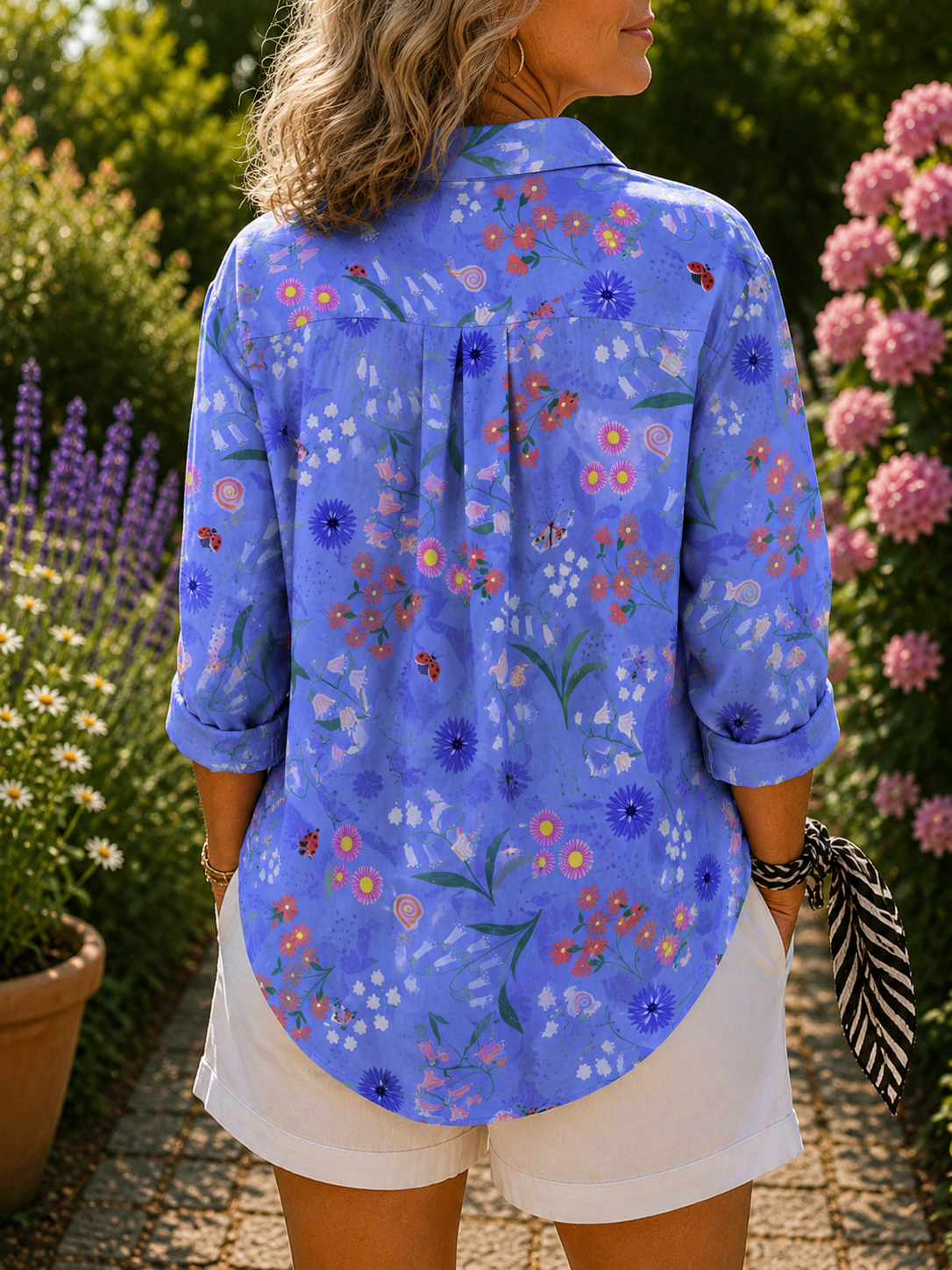 Elixa - Flower Meadow Button-Up Blouse
