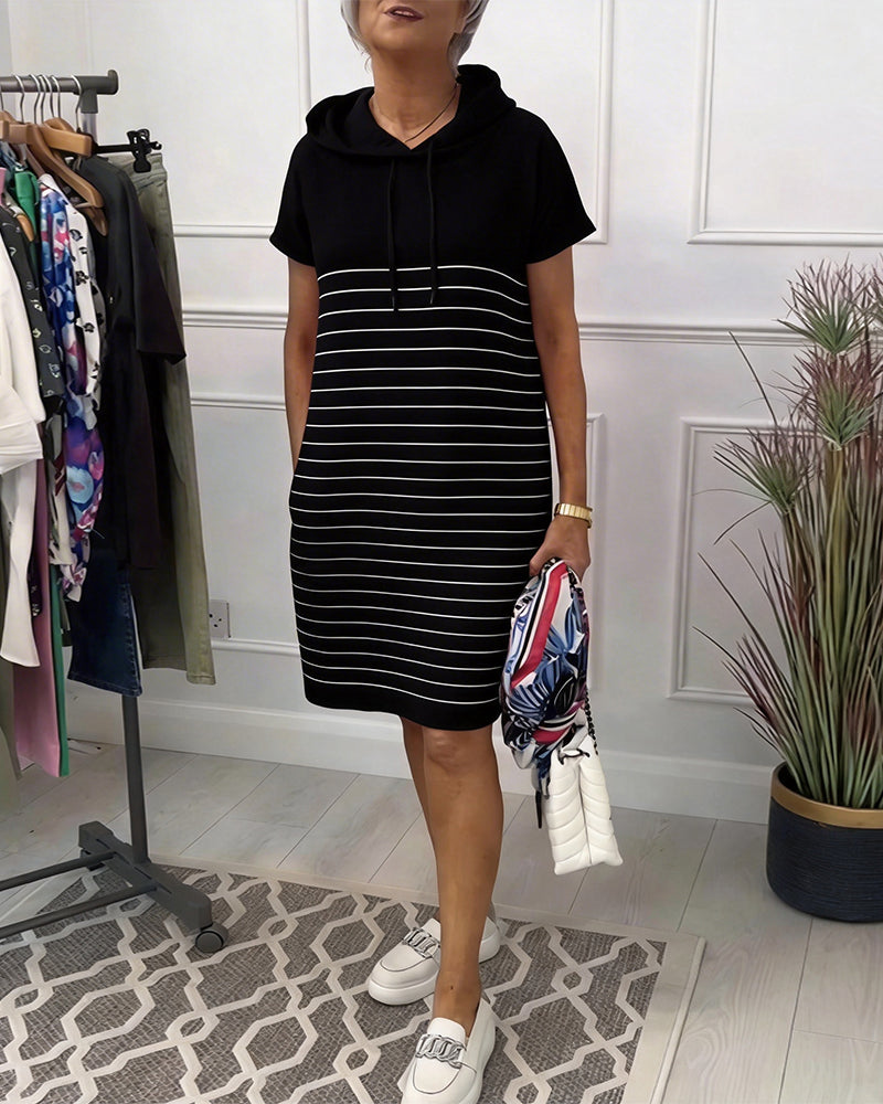 Pola - Hooded Striped Everyday Dress