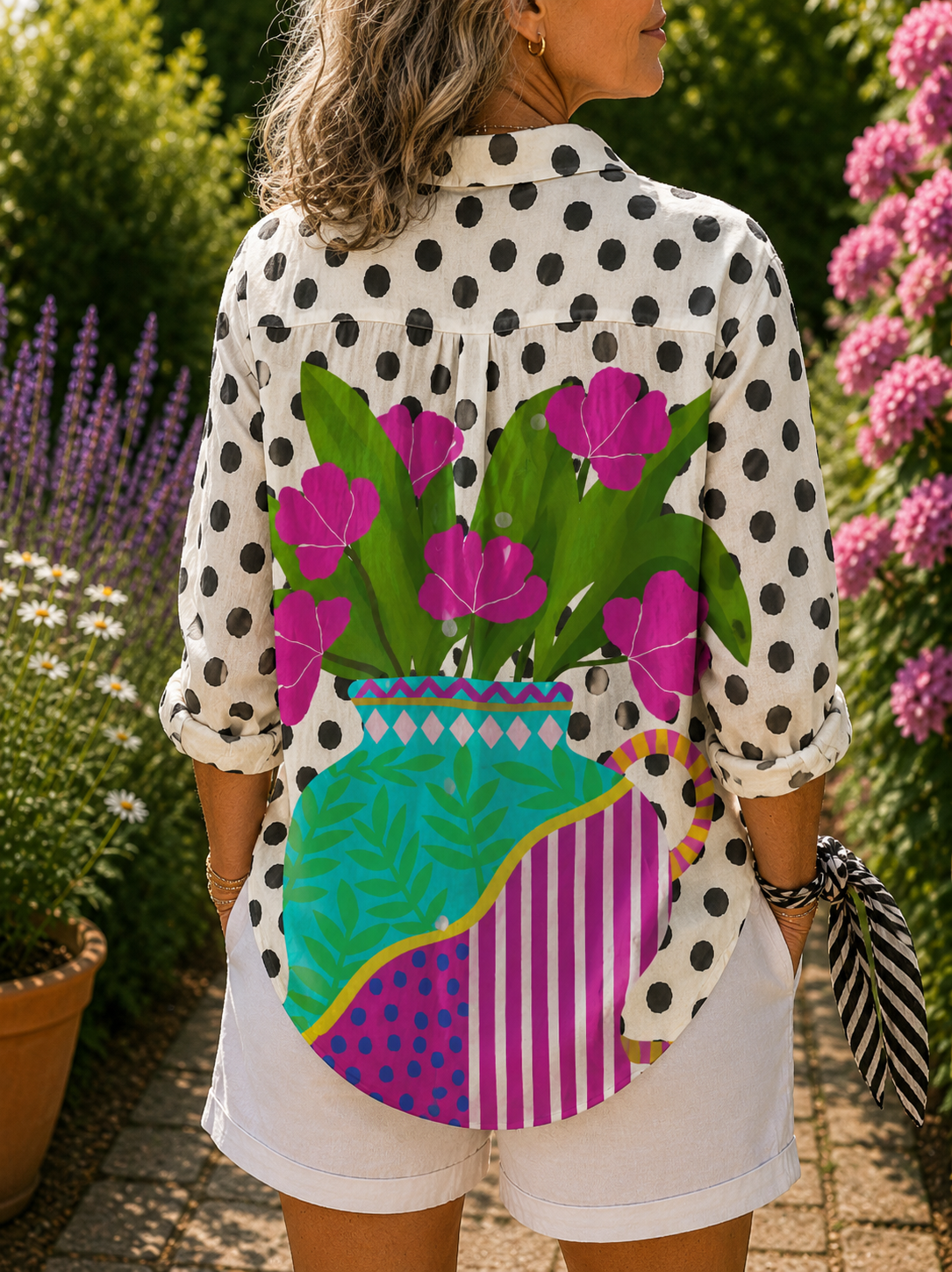 Ara - Blooming Vase Button-Up Blouse
